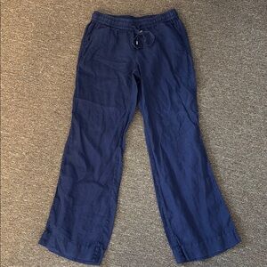 Women Navy Linen Navy Pants